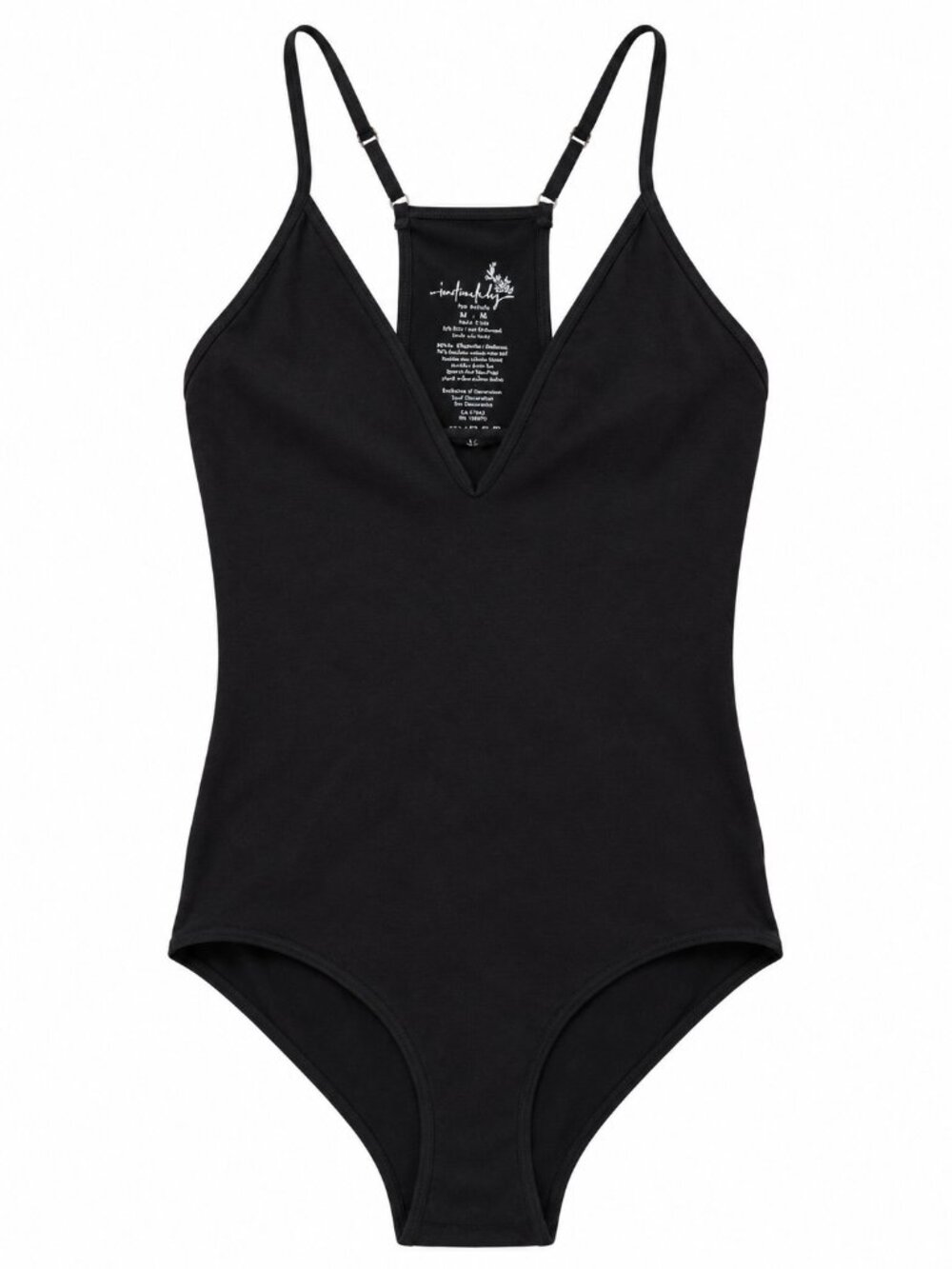Intimately Free People Womens Black Solid One Piece Bodysuit Stretch Sz Medium